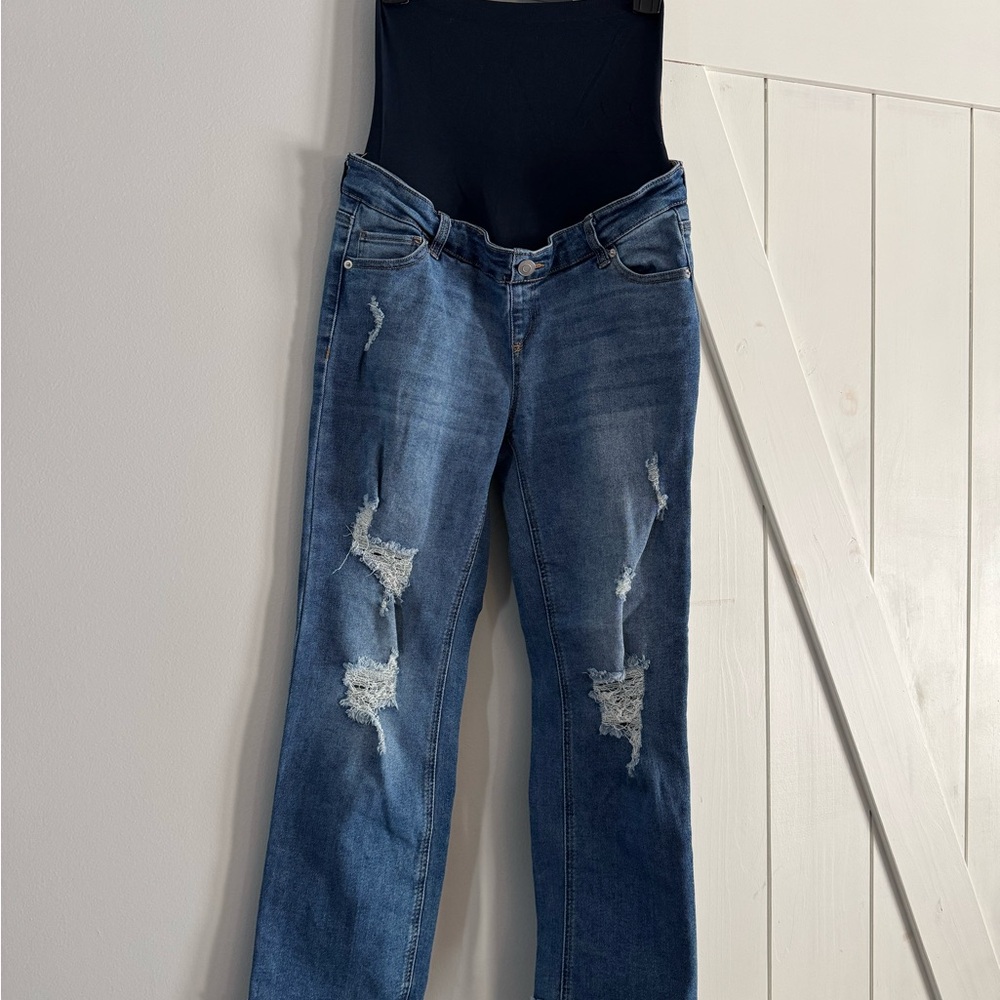 Time and Tru Blue Distressed Women Jeans Maternity